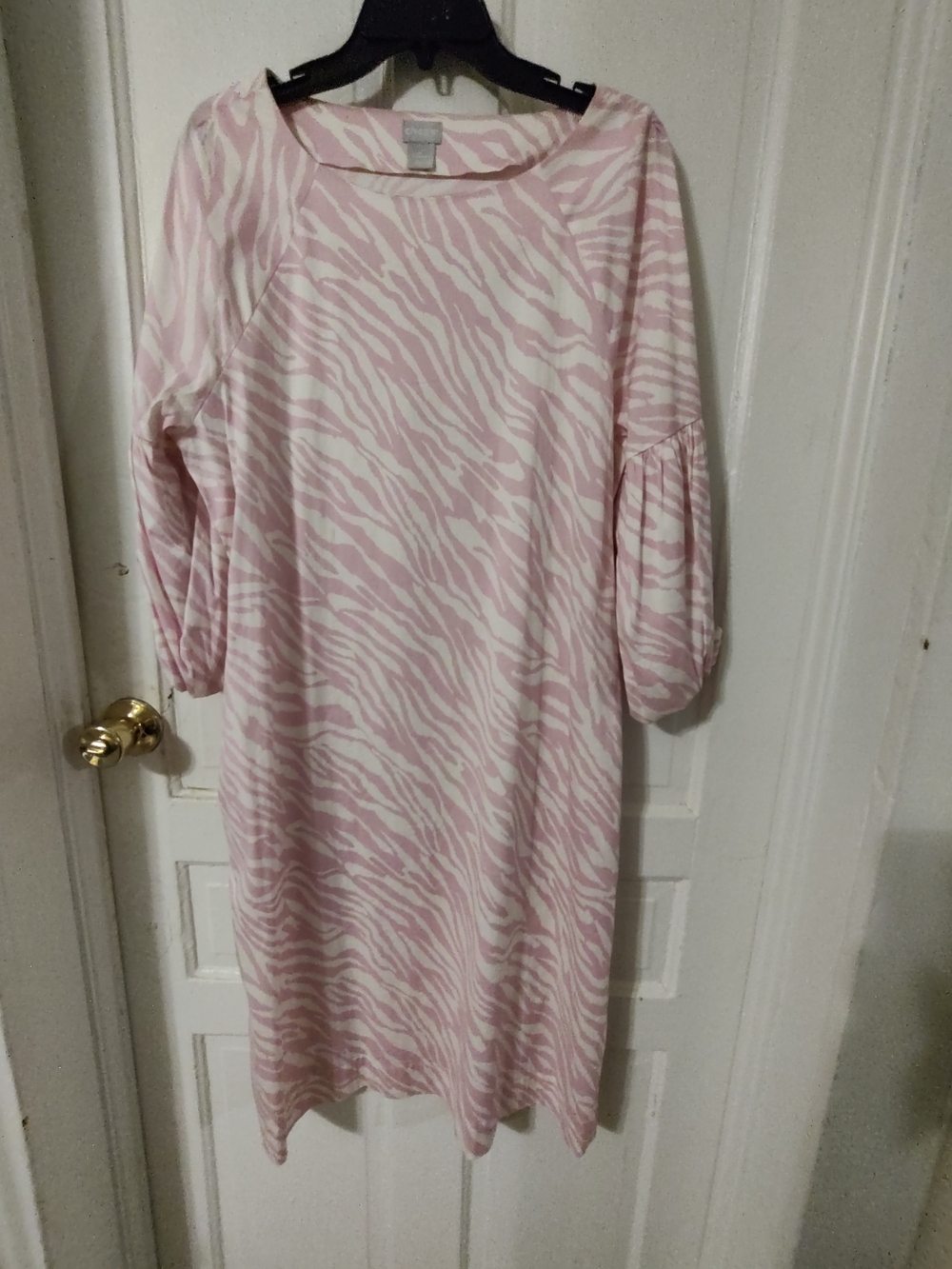 Chico's Pink and White Zebra-Print Midi Shift Dress